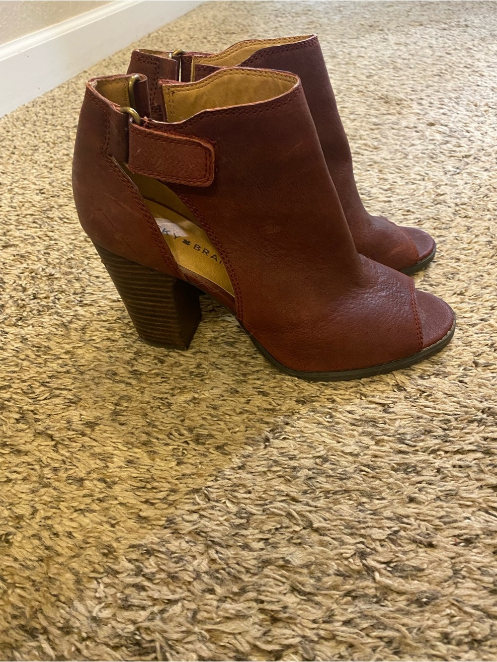 Lucky Brand peep toe booties